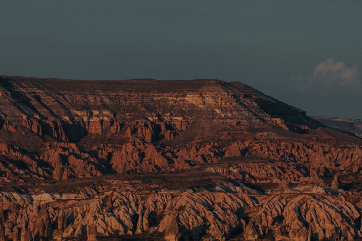 Brown rocks formations in Cappadocia, Turkey